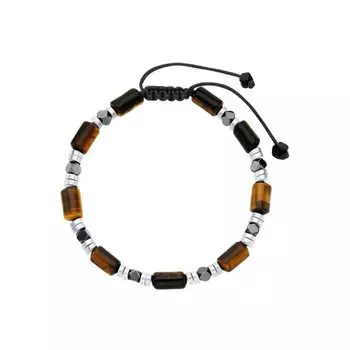Стальной браслет с тигровым глазом и гематитом