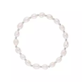 Стальной браслет с жемчугом природным