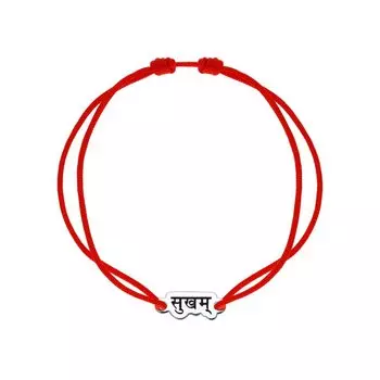 Текстильный браслет с серебряной вставкой