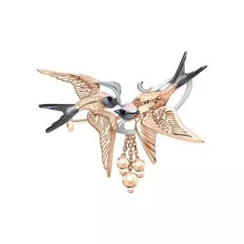 Золотая брошь с эмалью