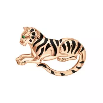 Золотая брошь с эмалью и фианитами