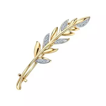 Золотая брошь с бриллиантами природными