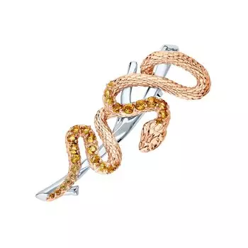 Золотая брошь с цитринами природными