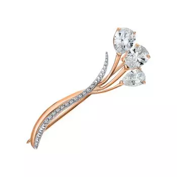 Золотая брошь с фианитами