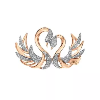 Золотая брошь с фианитами