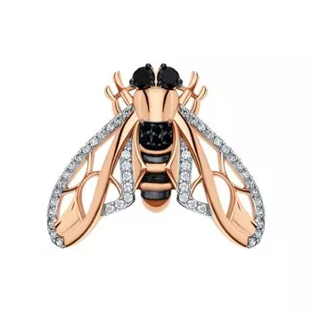 Золотая брошь с фианитами