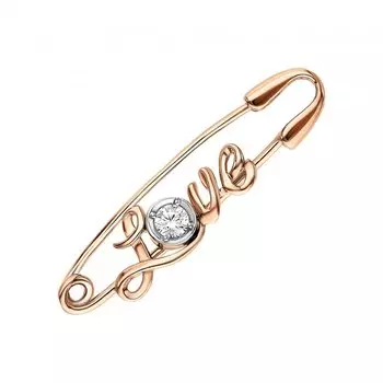 Золотая брошь с фианитами