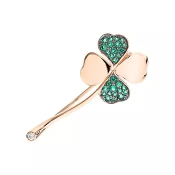 Золотая брошь с фианитами