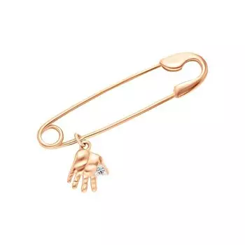 Золотая брошь с фианитами