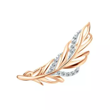 Золотая брошь с фианитами