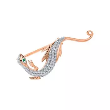 Золотая брошь с фианитами