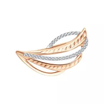 Золотая брошь с фианитами