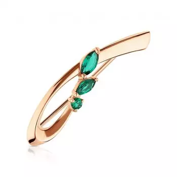 Золотая брошь с изумрудами выращенными