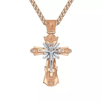 Золотая крест-подвеска с бриллиантами природными