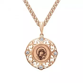 Золотая подвеска "Казанская Божия Матерь"