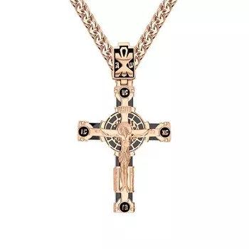 Золотая подвеска с эмалью и ониксом природным