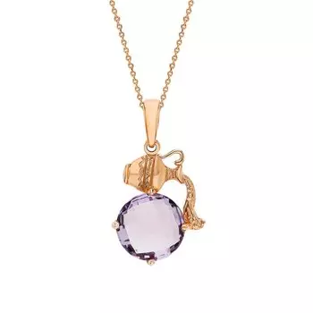 Золотая подвеска с аметистами природными