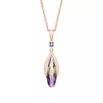 Золотая подвеска с аметриными синтетическими и аметистами природными