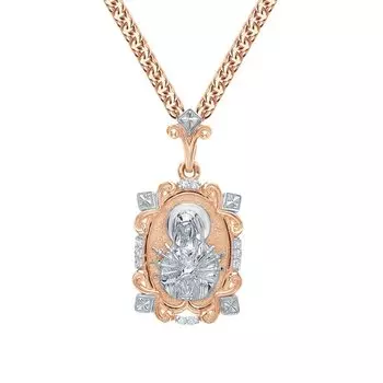 Золотая подвеска с бриллиантами "Божия Матерь Семистрельная"