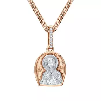 Золотая подвеска с бриллиантами "Божия Матерь Семистрельная"