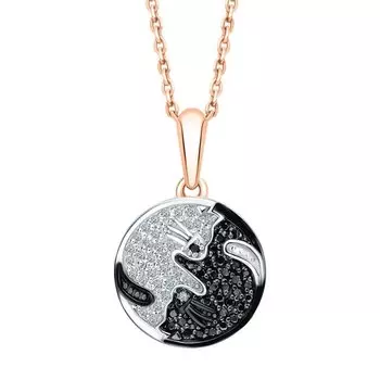 Золотая подвеска с бриллиантами чёрными природными