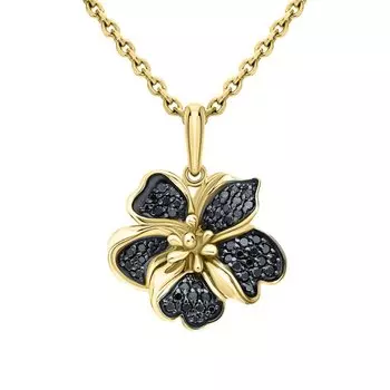 Золотая подвеска с бриллиантами чёрными природными