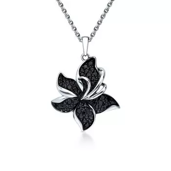 Золотая подвеска с бриллиантами чёрными природными