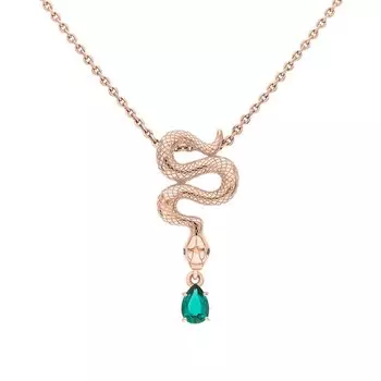 Золотая подвеска с бриллиантами чёрными природными и изумрудами выращенными