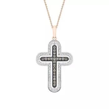 Золотая подвеска с бриллиантами и бриллиантами коньячными природными