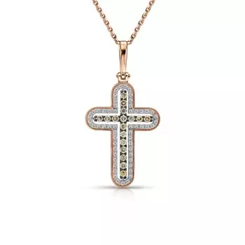 Золотая подвеска с бриллиантами и бриллиантами коньячными природными