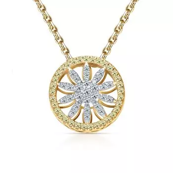 Золотая подвеска с бриллиантами и бриллиантами жёлтыми природными