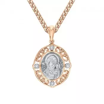 Золотая подвеска с бриллиантами "Казанская Божия Матерь"