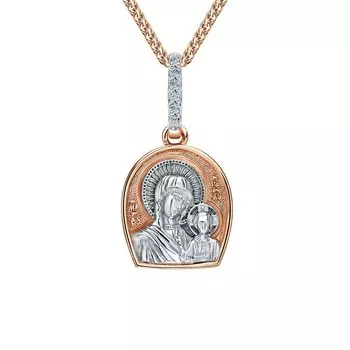 Золотая подвеска с бриллиантами "Казанская Божия Матерь"