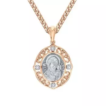 Золотая подвеска с бриллиантами "Казанская Божия Матерь"