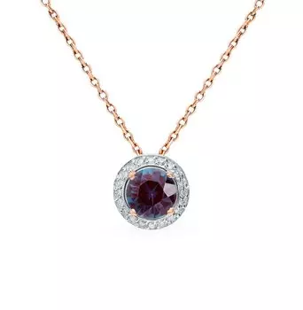 Золотая подвеска с бриллиантами природными и александритом выращенным