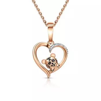 Золотая подвеска с бриллиантами природными и эмалью