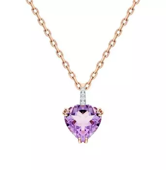 Золотая подвеска с бриллиантами природными и аметистами природными