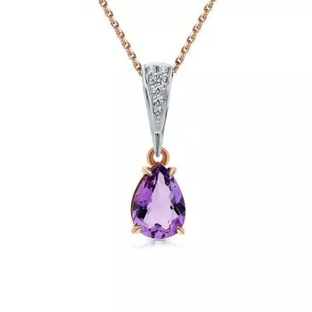 Золотая подвеска с бриллиантами природными и аметистами природными