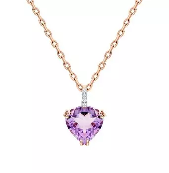 Золотая подвеска с бриллиантами природными и аметистами природными