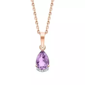 Золотая подвеска с бриллиантами природными и аметистами природными