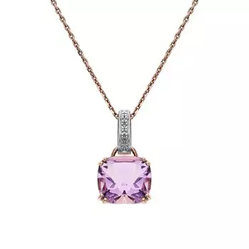 Золотая подвеска с бриллиантами природными и аметистами природными