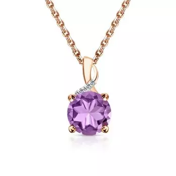 Золотая подвеска с бриллиантами природными и аметистами природными