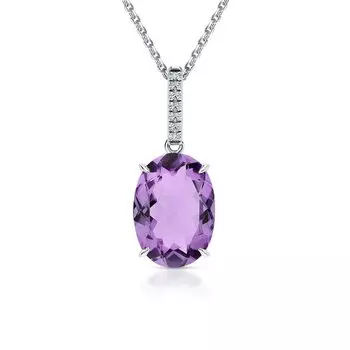 Золотая подвеска с бриллиантами природными и аметистами природными