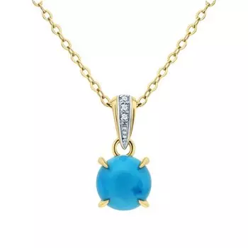 Золотая подвеска с бриллиантами природными и бирюзой