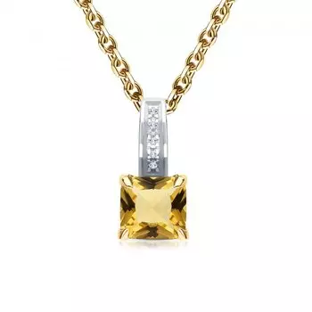 Золотая подвеска с бриллиантами природными и цитринами природными