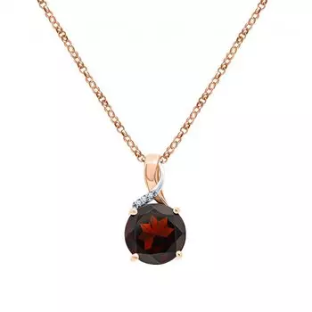 Золотая подвеска с бриллиантами природными и гранатами природными