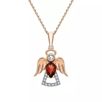 Золотая подвеска с бриллиантами природными и гранатами природными