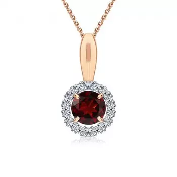 Золотая подвеска с бриллиантами природными и гранатами природными