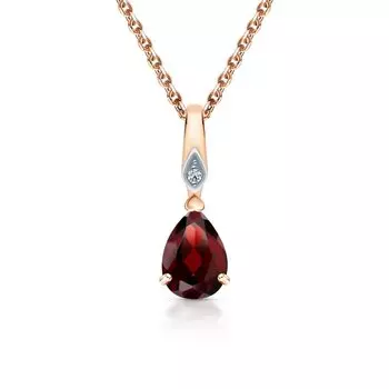 Золотая подвеска с бриллиантами природными и гранатами природными