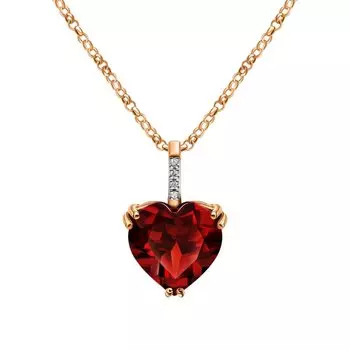 Золотая подвеска с бриллиантами природными и гранатами природными